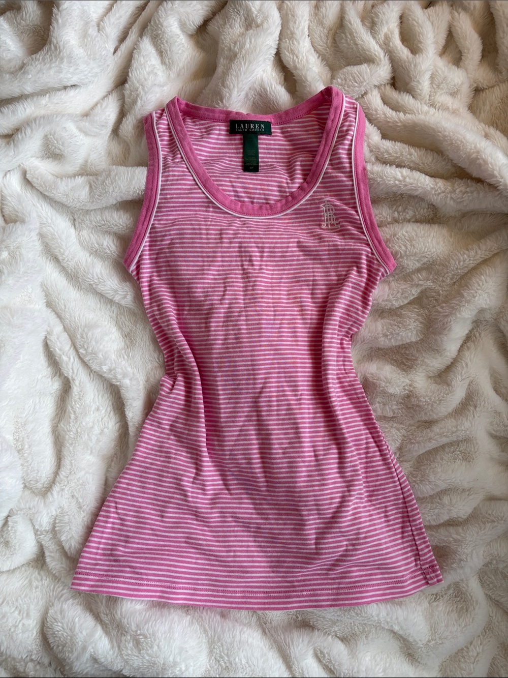 Ralph Lauren Pink & White Striped Tank Top